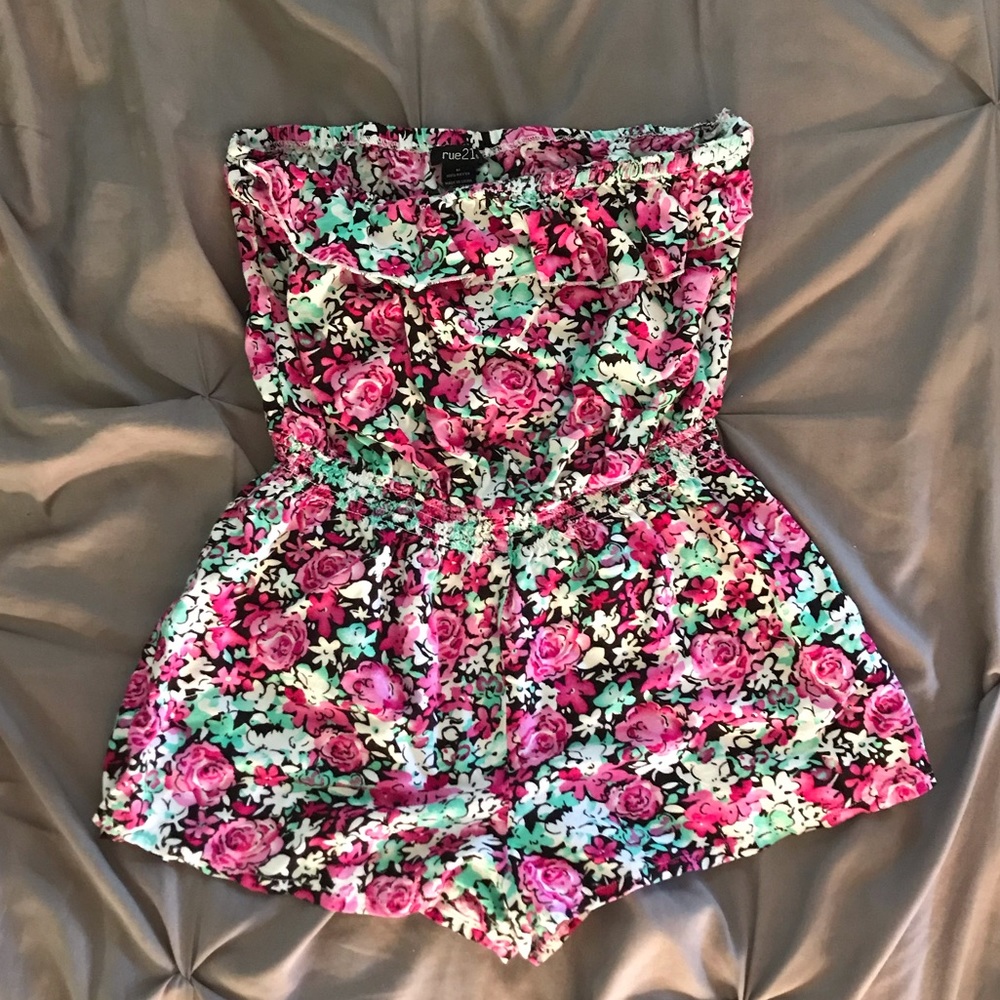 Rue21 strapless flower romper